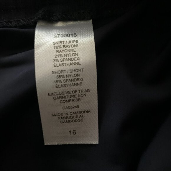 S.C.&Co. Stretchy Linen Texture Navy Skorts Striped Fabric Belt Side Pockets S16 - Picture 4 of 7